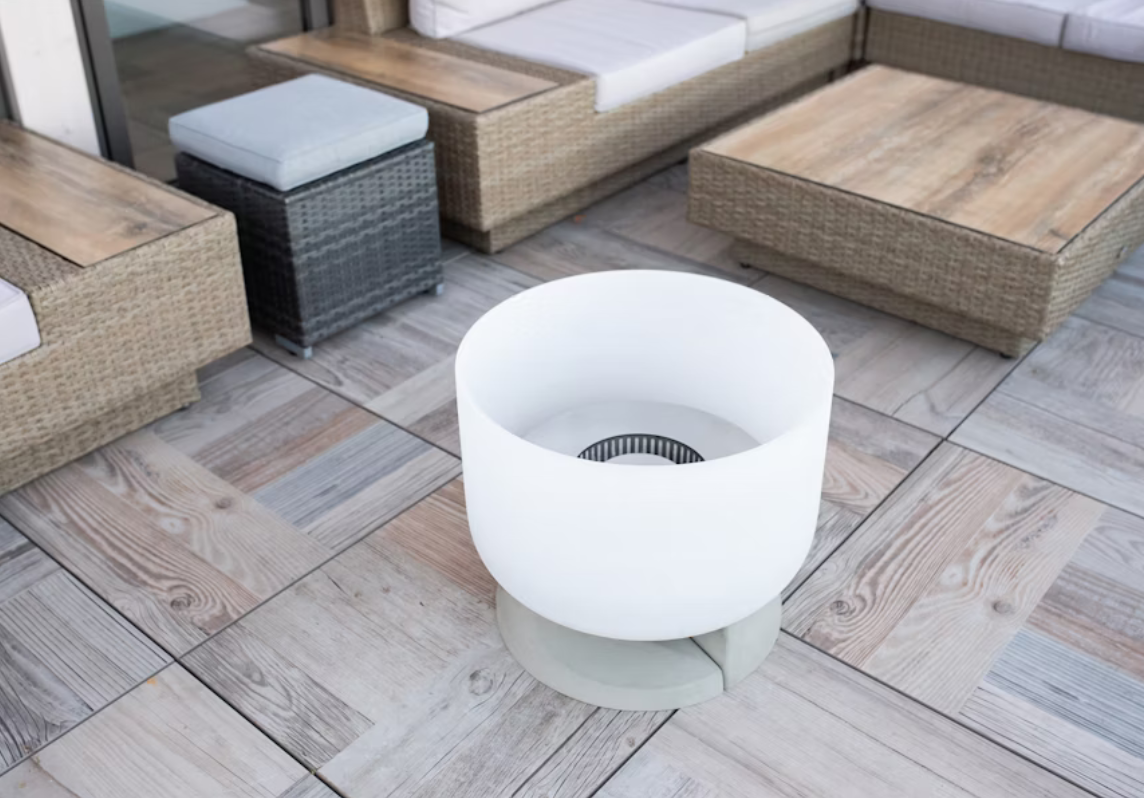 Glas Feuerstelle QFlame Set Ethanol Concrete 